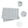 Unique Bargains Stackable Velvet Grey Jewelry Container Trays with Removable Dividers Set of 2 - 3 of 4