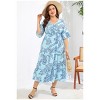 Clearlove Womens 2025 Casual Plus Size Print V Neck Flared Sleeve Maxi Dress - 2 of 4