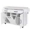 YOOCOZZ Rolling Kitchen Island & Cart with Drop Leaf, Tilt-Out Trash Can and Spacious Storage Space - 2 of 4