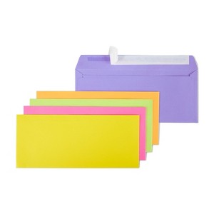 MyOfficeInnovations EasyClose Neon Color Envelopes #10 Assorted 4 1/8"H x 9 1/2"W 50/PK 122725 - 1 of 4