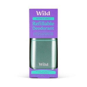 Wild Cosmetics - Refillable Aqua Case with Coconut & Vanilla - Aluminum Free Deodorant - Starter Pack - 5.29oz - 1 of 4