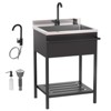 ROVSUN Black Stainless Steel Utility Sink with Towel Rack and Storage Shelf, 25.7"D x 20.7"W x 39.5"H, Freestanding Laundry & Prep Sink for Home - 2 of 4
