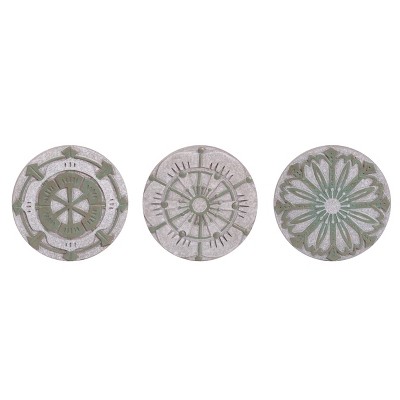 Transpac Cement Blossoms and Breezes 3 Pack Garden Stepping Stones for Pathways Outdoor Decoration and Gift Giving