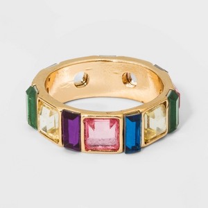 SUGARFIX by BaubleBar Rainbow Crystal Baguette Ring - Size 7, Women
