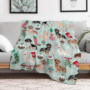 Dachshund Christmas Dog Christmas Throw Blanket Soft Fleece Christmas Blanket Cozy Flannel Throw for Couch Bed 60x80 inches - 1 of 1