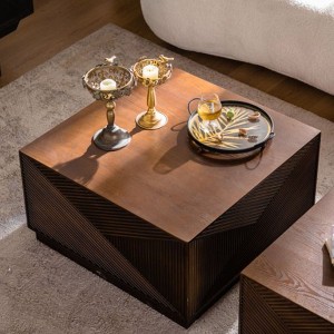 Gulches Square Coffee Table Brown High Temperature Baking Varnish Eco Friendly Board No Assembly Modern for Living Room Office Guest Room - 1 of 4