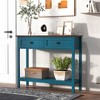 VYNXARIA Farmhouse Style Console Table with 2 Drawer and Bottom Storage Shelf for Entryway(Pagoda Blue) - 3 of 4