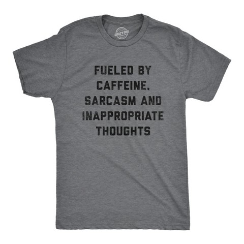 Мужские футболки Crazy Dog T-Shirts, Inc. Mens Fueled By Caffeine Sarcasm and Inappropriate Thoughts T Shirt Funny Coffee Graphic Tee - Crazy Dog Men's T Shirt For Coffee Lovers Dark Grey S