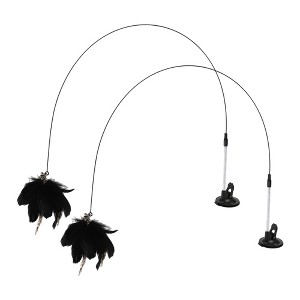 Unique Bargains Cat Teaser with Suction Cup and Bell Fluffy Plume Teasing Sticks - 1 of 4