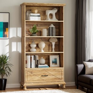 Hommoo 71 Inch Tall Floor Standing Bookshelf with Drawer - 1 of 4