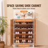 VEVOR Rattan Shoe Cabinet, 5 Tiers Shoe Storage Organizer with 2 Doors and Adjustable Shelves, 40.35" Tall, Light Wood Color - 3 of 4