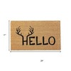 HomeRoots 17" X 29" Natural And Black Hello With Antlers Coir Outdoor Door Mat - 3 of 4