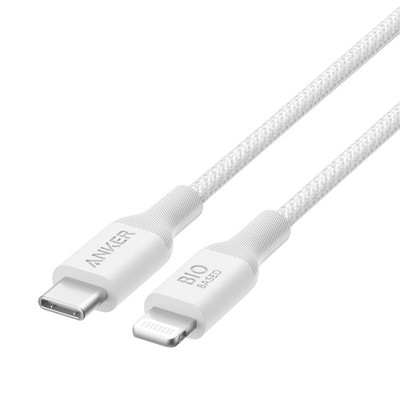 Anker 6&#39; Bio-Braided Lightning to USB-C ECO Friendly Fast Charging Cable - White