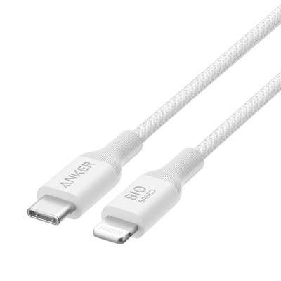 Anker 10&#39; Bio-Braided Lightning to USB-C ECO Friendly Fast Charging Cable - White