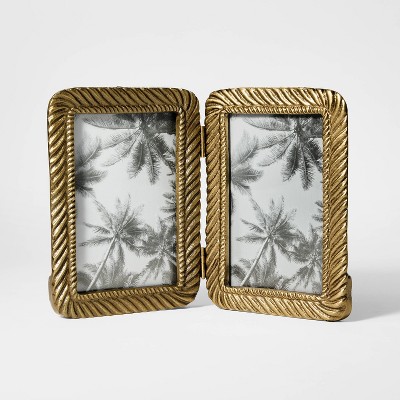 4"x6" Metal Rope Folding Picture Frame Brass - Threshold™ designed with Studio McGee