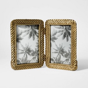 4"x6" Metal Rope Folding Picture Frame Brass - Threshold™ designed with Studio McGee - 1 of 4
