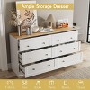6 Drawers Dresser, 55" Wide Double Table, White Storage Cabinet - 3 of 4