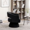 SEYNAR Modren Velvet Living Room Swivel Arm Barrel Chair with Tufted Back, Black, 28.1''W*27.6''D*29.3''H - 3 of 4