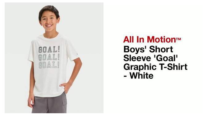 Boys' Short Sleeve 'Goal' Graphic T-Shirt - All In Motion™ White, 2 of 6, play video
