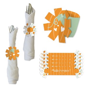 Big Dot of Happiness Little Pumpkin - Fall Birthday Party or Baby Shower Paper Napkin Holder - Napkin Rings - Set of 24 - 1 of 4