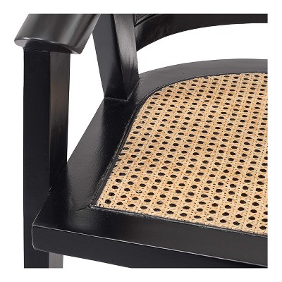 Black Rattan and Cane Low Arm Chair