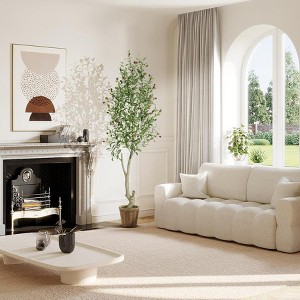 Tall Faux Olive Tree,5ft(60in) Olive Trees Artificial Indoor with White Planter and Green Fake Moss for Home Office Living Room - 1 of 4