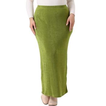 Agnes Orinda Women's Plus Size High Waist Stretch Elegant Maxi Long Casual Bodycon Skirts