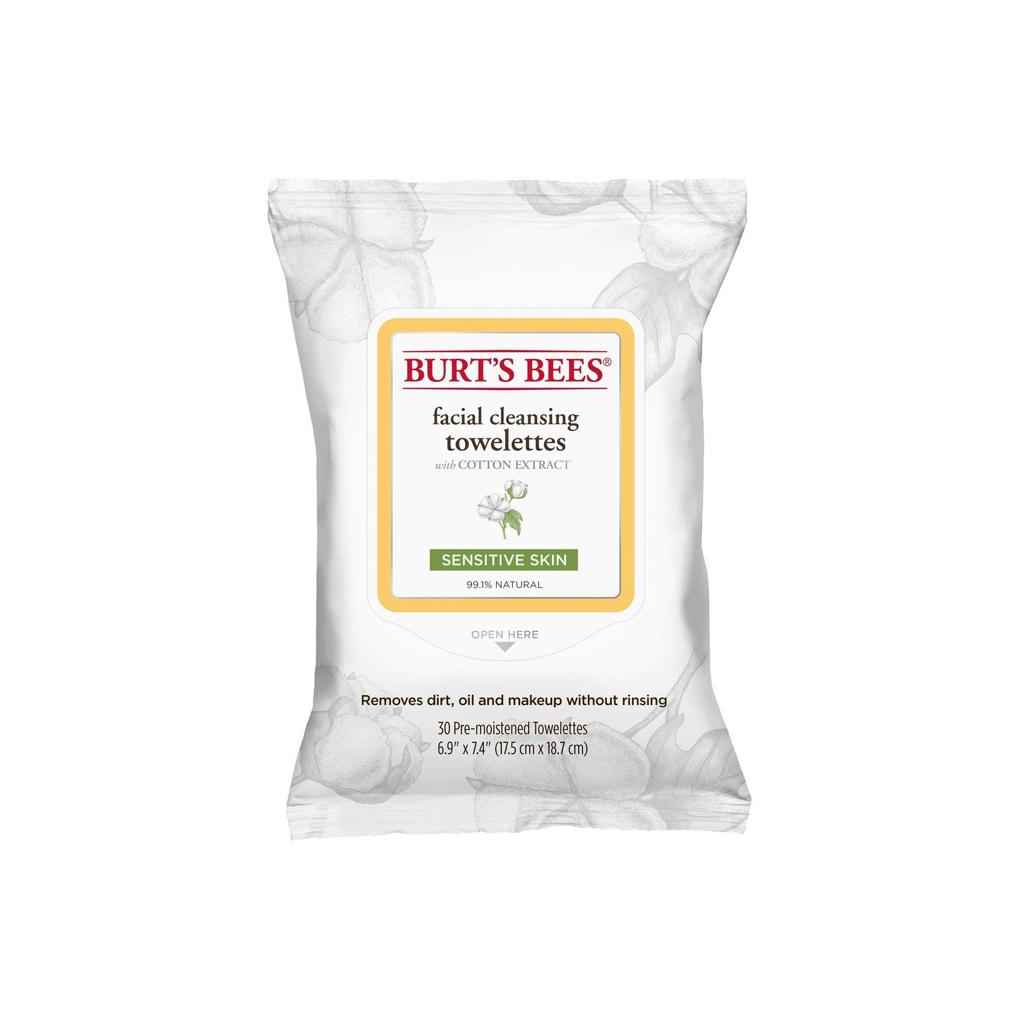Burt's Bees Cotton Extract Sensitive Facial Cleansing Towelettes - 30 ct, Sensitive Cotton Extract