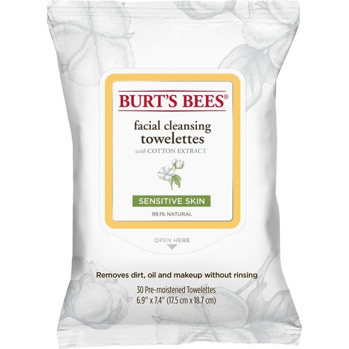 Burt's Bees Cotton Extract Sensitive Facial Cleansing Towelettes - 30 ct, Sensitive Cotton Extract