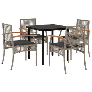 vidaXL Garden Dining Set Black PE rattan 3 Piece Set Removable Covers - 1 of 4