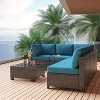 GustoWave 7-Piece All-Weather Outdoor Wicker Living Room Set, Including A Glass-Top Coffee Table, A Pe Rattan And Wicker Sofa With Cushions - 2 of 4