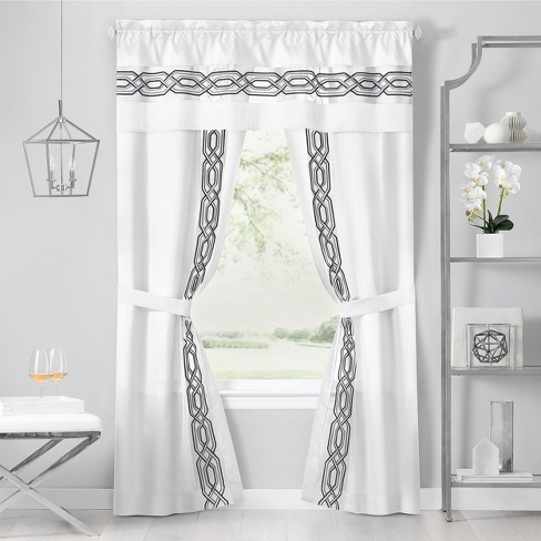 Alice in Wonderland Kitchen Curtains, Black and White Alice Looking Through Curtains Hidden Door Adventure, Two Panels Drapes with Rod Pocket Room
