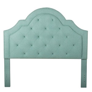Queen Harris Tufted Upholstered Headboard Aqua - John Boyd Designs, Blue