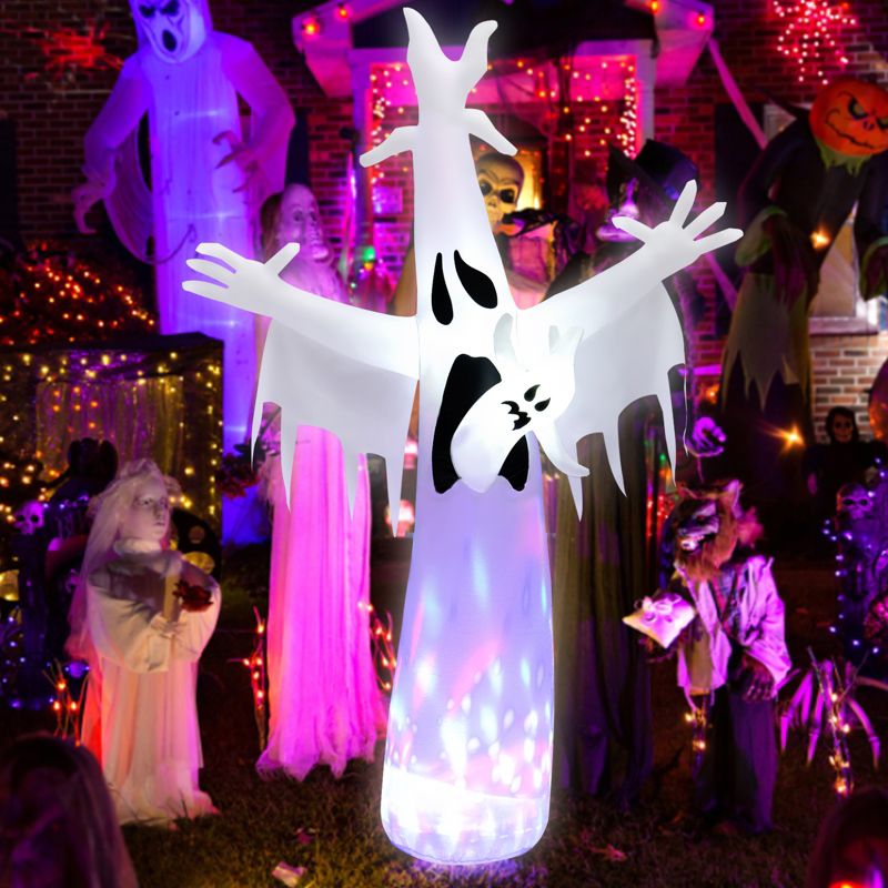 Tangkula 8FT Giant Halloween Inflatable Ghost Blow-up Yard Decoration with Built-in LED Lights & Magic Rotating Lamp Easy Inflation Waterproof Blower, 2 of 11