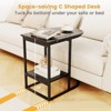 Tangkula C-Shaped Side Table Compact 2-tier Storage End Table for Small Space - 4 of 4