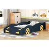 Okak Twin Platform Bed Frame with Wheels and Storage Race Car-Shaped  Bed with Rails for Kids Noise-Free Strong Wood Slats Easy Assembly, Dark Blue - 2 of 4