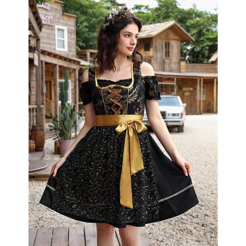 Женские платья YesFashion Costumes 3 Pcs Dress Women's Dress for Traditional Carnival Outfits Black gold M