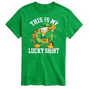 Men's - Garfield - This Is My Lucky Shirt Patrick's Day Short Sleeve Graphic T-Shirt - 1 of 4