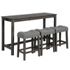 FONTOI 4-Piece Bar Table Set with Power Outlet and USB Ports, Featuring 3 Padded Stools, Ideal for Sofa Back, Living Dining Room, Gray, 59"*20"*35.5" - 2 of 4