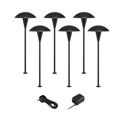 John Timberland Mushroom Black 6-Piece Outdoor LED Landscape Lighting Set