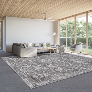 Machine Washable Vintage Floral Distressed Rug 8x10 Stain Resistant Indoor Carpet With Non-Slip Backing Low Pile Floor Cover For Bedroom Playroom - 1 of 4