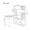 L-Shaped Computer Desk with Rotating Bookshelf and Locking Wheels for Home Office Use 47in -3irtyhousy - 4 of 4
