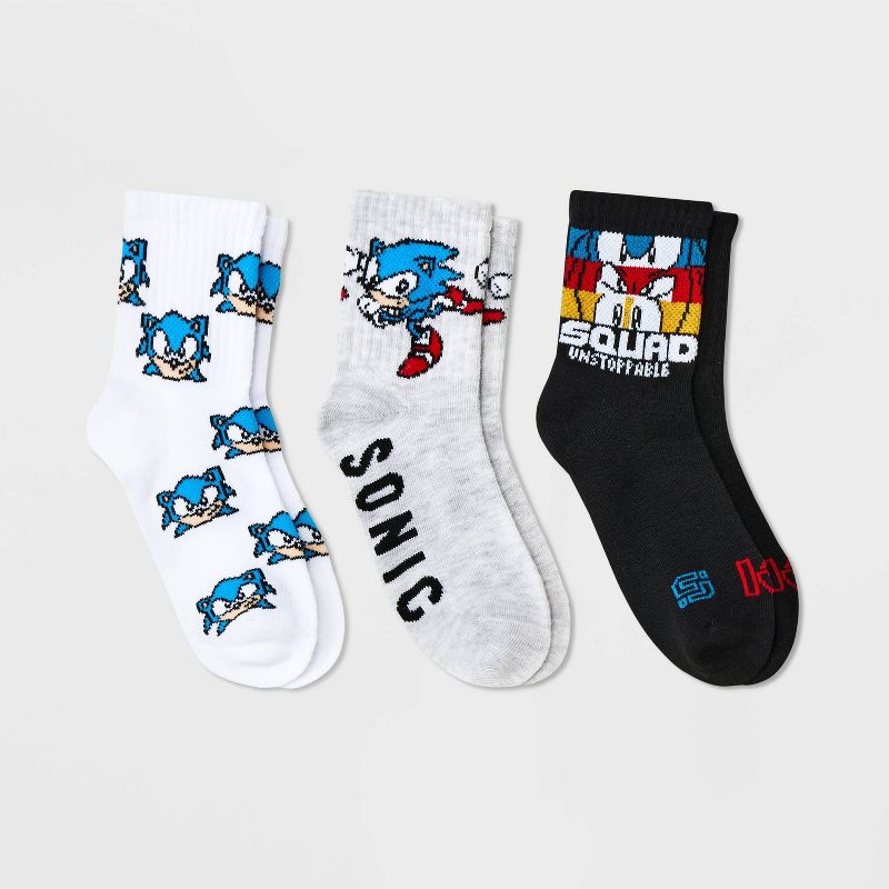Boys&#39; Sonic the Hedgehog 3pk Crew Socks - Gray, 1 of 6