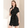 Allegra K Women's Jean Casual Collared Belted Button Down Denim Shirt Dress - 2 of 4