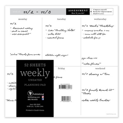 Undated Square Executive Weekly Schedule Pad - The Time Factory