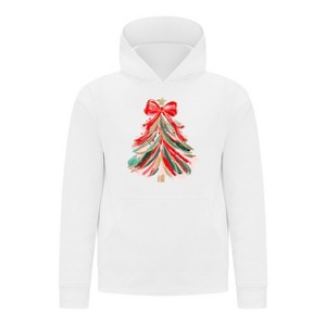 Everyday Kids Christmas Collection Red & Gold Painted Tree Girls Pullover Hoodie – Holiday Sweatshirt - 1 of 4