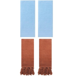 REGALWOVEN 4 Packs Striped and Tassels Hand Towels for Bathroom 14" x 30" - 1 of 4