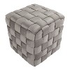 Sapphtopaz Modern Braided Ottoman with Velvet Upholstered Versatile Pouf Small Foot Stool Foam Shoe Bench for Living Room, Entryway - 3 of 4