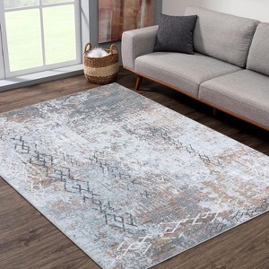 Machine Washable Area Rug Non-Slip Modern Abstract Rug Stain Resistant Retro Geometric Throw Carpet for Living Room Bedroom Office - 1 of 4
