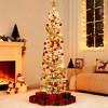 6FT Artificial Christmas Tree with Dual LED Lights, Pre-lit Pencil Tree, Festive Decorations, Ideal for Family Gatherings - 3 of 4